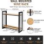 3-Tier Wall Mounted Wine Rack with Glass Holder, Industrial Metal Wine Bottle Storage Image 2