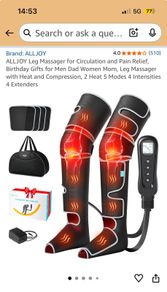 Leg Massager for Circulation and Pain Relief, with Heat and Compression,