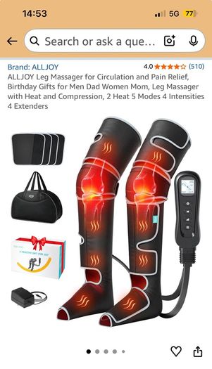 Leg Massager for Circulation and Pain Relief, with Heat and Compression,