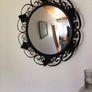 Vintage 50s/ 60s Black Wrought iron circular mirror Image 2