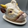 Rare 19th Century Staffordshire Style Bull Head Cheese Dish - Complete Image 2