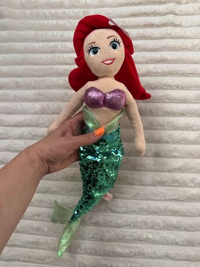TY Sparkle Disney Ariel the Little Mermaid aprox. 40 cm.  Plush Princess Beanie Sequins Used Damaged Please see photos