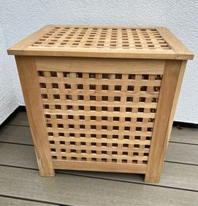 Wooden storage box with lid