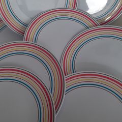 4 new rainbow plates camping/picnics