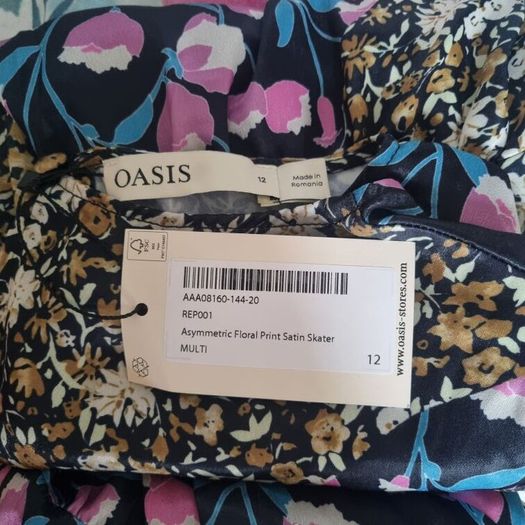 Oasis Asymmetric Floral Print Satin Skater  X2