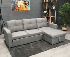 Grey Fabric Sofa Bed with storage, Free Delivery