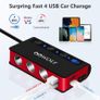 Quick Charge 3.0 Car Adapter, 180W Cigarette Lighter Adapter 12V/24V Cigarette Lighter Splitter 4USB Ports 3-Socket Car Splitter 6.6A LED Voltmeter Car Charger Image 7