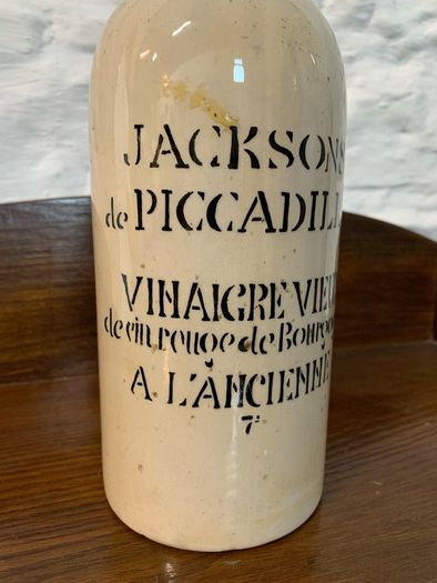 Vintage French Vinegar Stoneware Bornier Bottle.