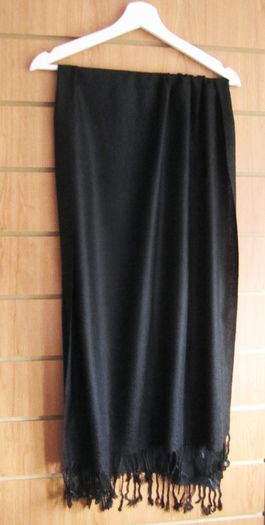 Black Trend textured Pure Block Color Scarf Shall With Tassels Ends