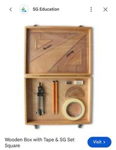 SG Education Wooden Box with Tape & SG Set Squares