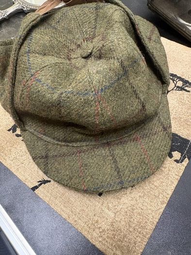 Vintage Green Wool Tweed Deerstalker Hat Large Made in England