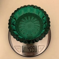 Mid Century Emerald Green Glass Ashtray Trinket Dish 1960s