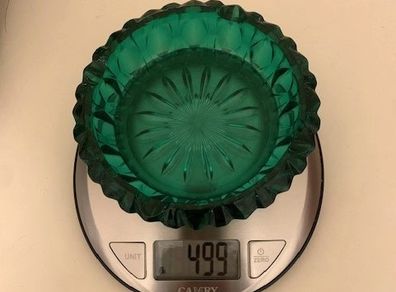 Mid Century Emerald Green Glass Ashtray Trinket Dish 1960s