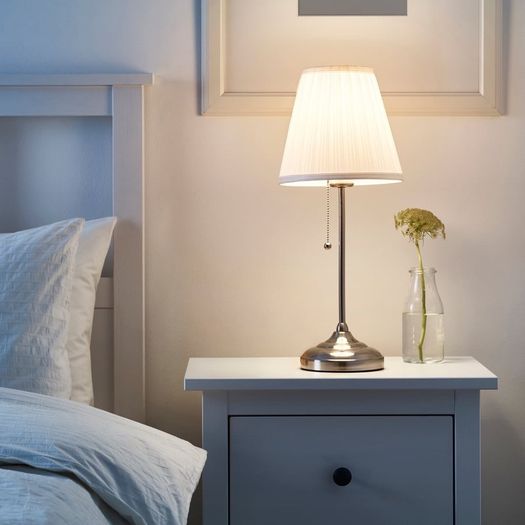 IKEA ARSTID Table lamp, nickel-plated/white