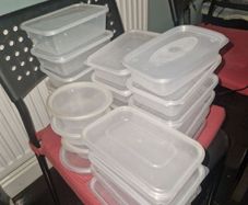 Used takeaway lunch boxes