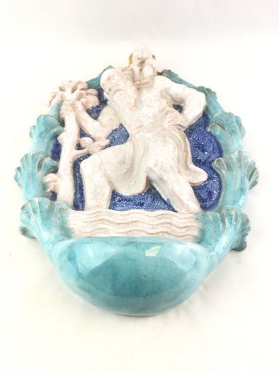 Antique Majolica Holy water font