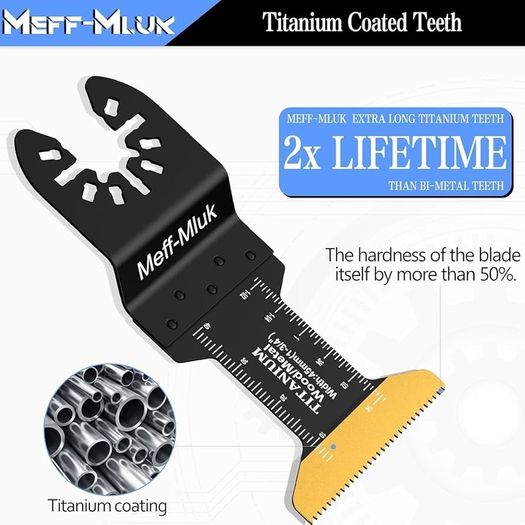 55PCS Titanium Multi Tool Blades, Universal Oscillating Multitool Blades for Wood Plastics Metal Cutting, Quick Release Oscillating Tool Accessories Compatible with DeWalt Makita Dremel and More