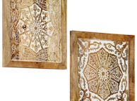 main image for ad Hand-Carved Wall Panels 2 pcs Solid Mango Wood 60x60x2.5 cm