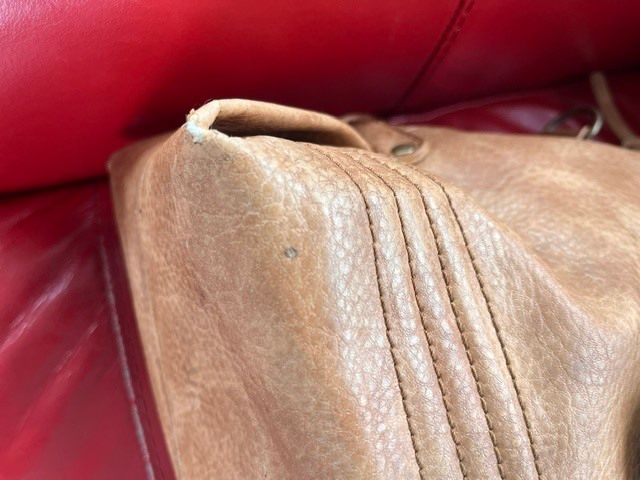 A-WEAR BAG OVERNIGHT WEEKEND Camel beige Stylish Faux Leather bag. Brass hardware In Very Good Condition. Generous sizing