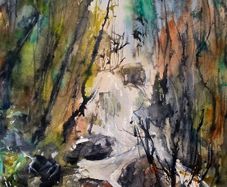 devil's glen Wicklow watercolour