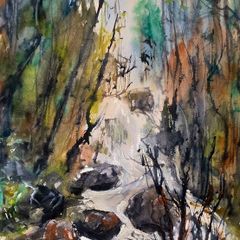 devil's glen Wicklow watercolour