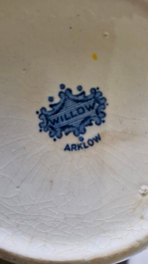 Vintage Arklow Pottery Blue Willow Teapot & Matching Stand Trivet Made in Ireland
