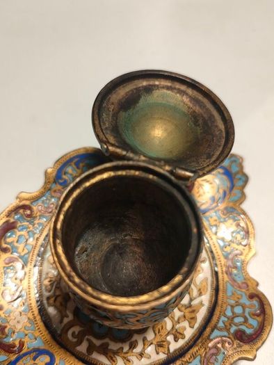 19th Century Napoleon 111 Bronze Cloisonne Ink Well
