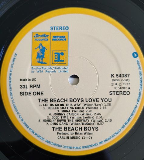The Beach Boys - Love You Vinyl LP (1977) Orignal UK Release w/Inner Sheet Pop Rock EX+
