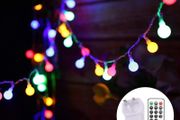 Globe String Lights Mains Powered 13M/43ft 100 LED Outdoor Fairy Lights Multi-Color 8 Modes Waterproof with Remote Control for Party Living Room Bedroom Patio Garden (13m 100led Multi-colored Plug in)