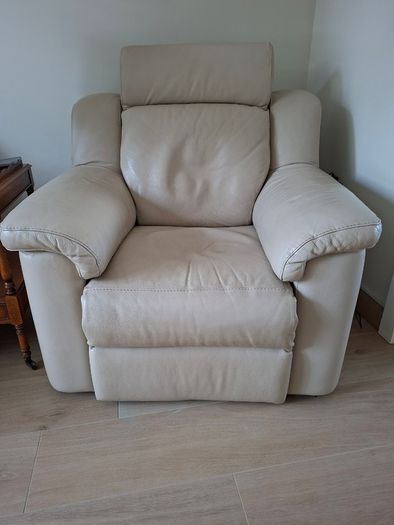 Italian leather sofa and reclining armchair