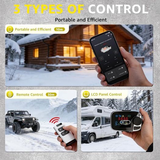12V 24V 8KW Diesel Air Heater with Bluetooth App Remote Control for Car RV Van Caravan and Camping