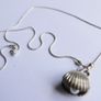 Vintage Sterling Silver 925 Shell with pearl,  Sterling Silver Sea Shell Snake Necklace length 19" - 10,7g Image 6