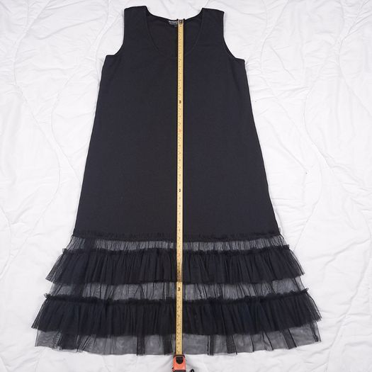 Kokomarina by Antoine Coelenbier Black Sleeveless Tulle Mesh Tiered Ruffle Hem Midi Dress XL