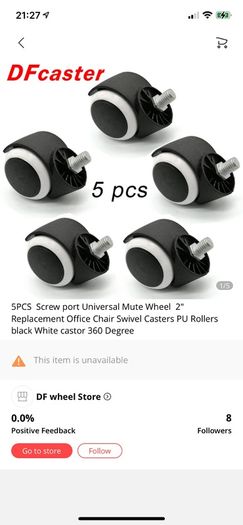 Chair Casters X 5. (10mm)