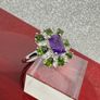African Amethyst, Natural Chrome Diopside & White Zircon Ring Image 8