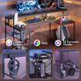 181CM L-Shaped Gaming Desk with RGB LED Lights, Power Outlets, USB Ports, Carbon Fibre Surface Image 4