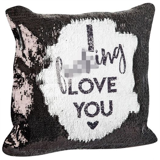 I love you Magic Mermaid Cushion Cover Reversible Glitter Sequins with Hidden Message