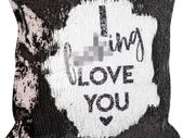 I love you Magic Mermaid Cushion Cover Reversible Glitter Sequins with Hidden Message