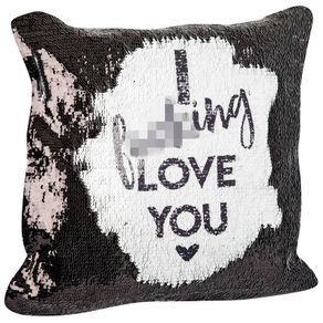 I love you Magic Mermaid Cushion Cover Reversible Glitter Sequins with Hidden Message