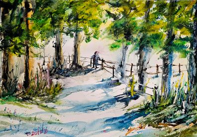looking for the dog watercolour