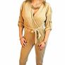 Surplice neck velvet wide leg jumpsuit Image 3