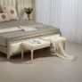French Style Vintage Wooden Bench, Cream White Tufted Upholstered Seat, Classic Carved Wood Frame for Bedroom, Hallway & Entryway Image 3