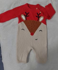 Knited baby reindeer romper