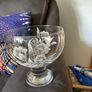 Vintage footed etched glass bowl with floral design Image 9