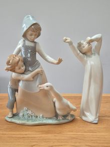 2 Vintage Lladro Porcelain Figurines Made in Spain Excellent Condition