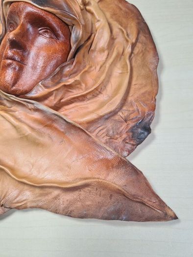 Leather face mask wall art handmade wall hanging