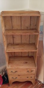 vintage wooden cabinet with 2 drawers. Perfect for an update/ re modelling with chalk paint etc.