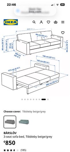 Ikea sofa bed for sale