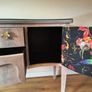 Whitewashed Vintage Serpentine Sideboard with Glass Top Image 5
