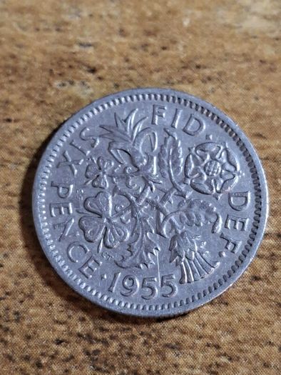 Great Britain UK 1955, 6 Pence Sixpence Coin, Elizabeth II - free standard postage